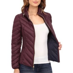 MICHAEL MICHAEL KORS Gorgeous Burgundy Packable Downfill Puffer Zip Jacket-SZ-XL